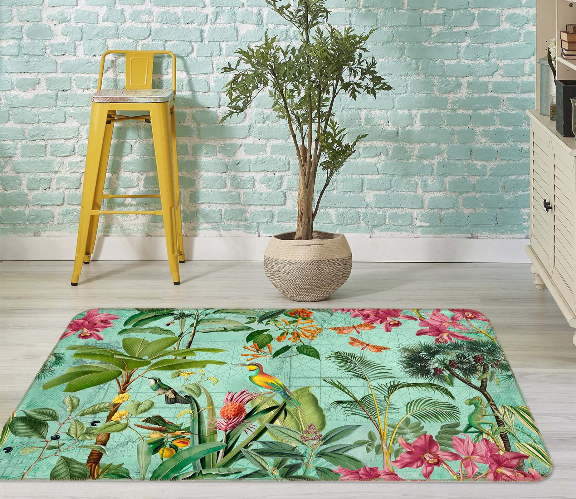 3D Forest Flowers 1023 Andrea haase Rug Non Slip Rug Mat