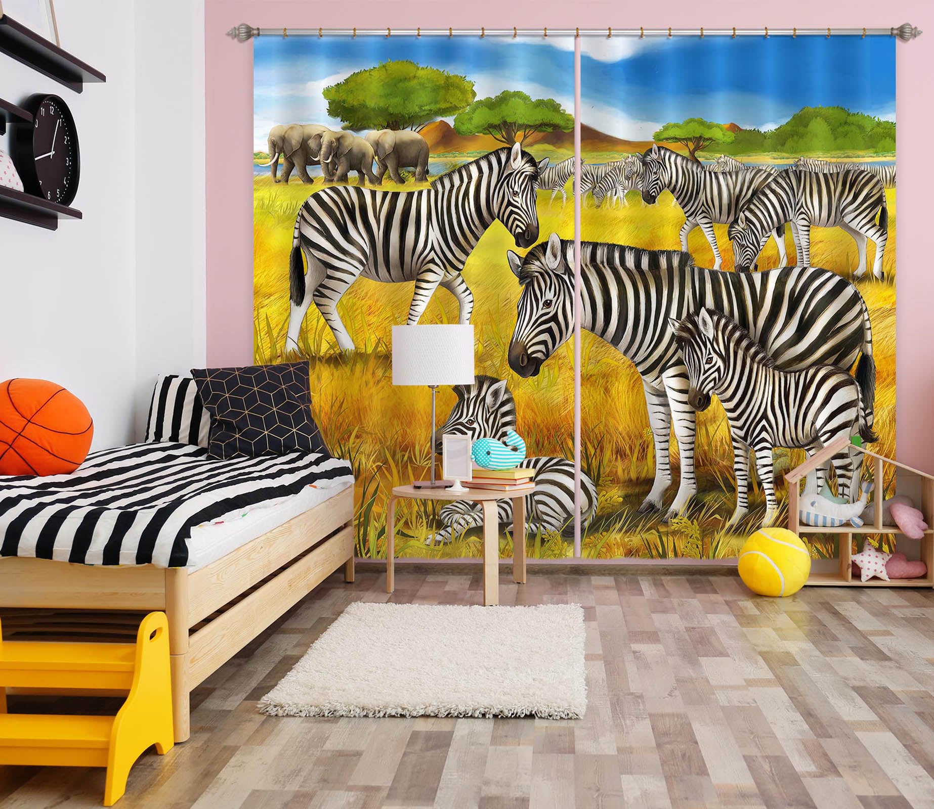 3D Steppe Zebra 798 Curtains Drapes