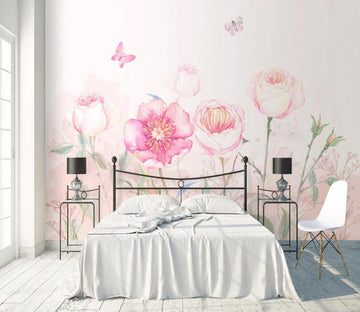 3D Pink Flowers WC52 Wall Murals Wallpaper AJ Wallpaper 2 