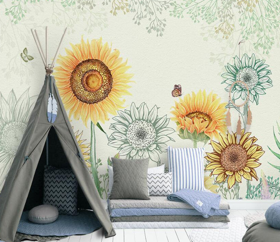 3D Sunflower Of Dreams 878 Wall Murals
