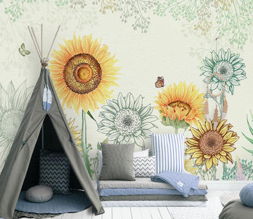 3D Sunflower Of Dreams 878 Wall Murals