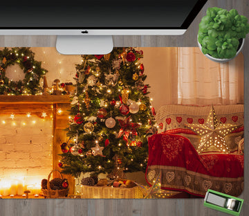 3D Fireplace Tree 53229 Christmas Desk Mat Xmas