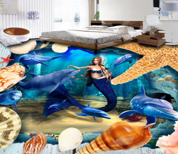 3D Mysterious Mermaid 0228 Floor Mural  Wallpaper Murals Rug & Mat Print Epoxy waterproof bath floor