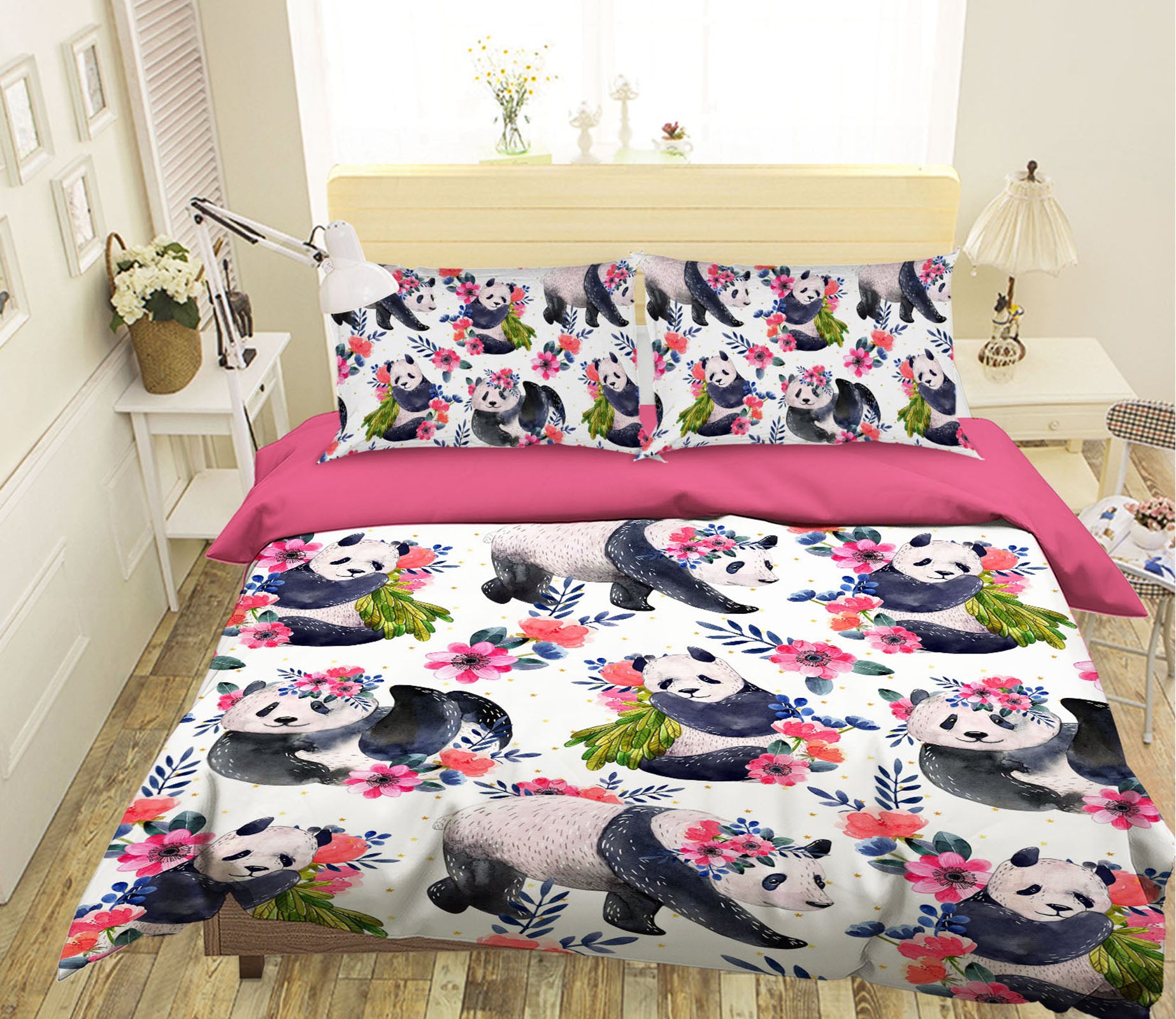 3D Pink Panda 1931 Bed Pillowcases Quilt