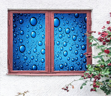 3D Blue Water Drops 125 Window Film Print Sticker Cling Stained Glass UV Block