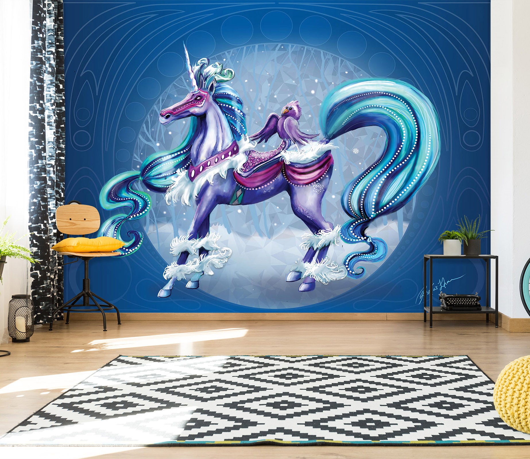 3D Cloud Unicorn 107 Rose Catherine Khan Wall Mural Wall Murals