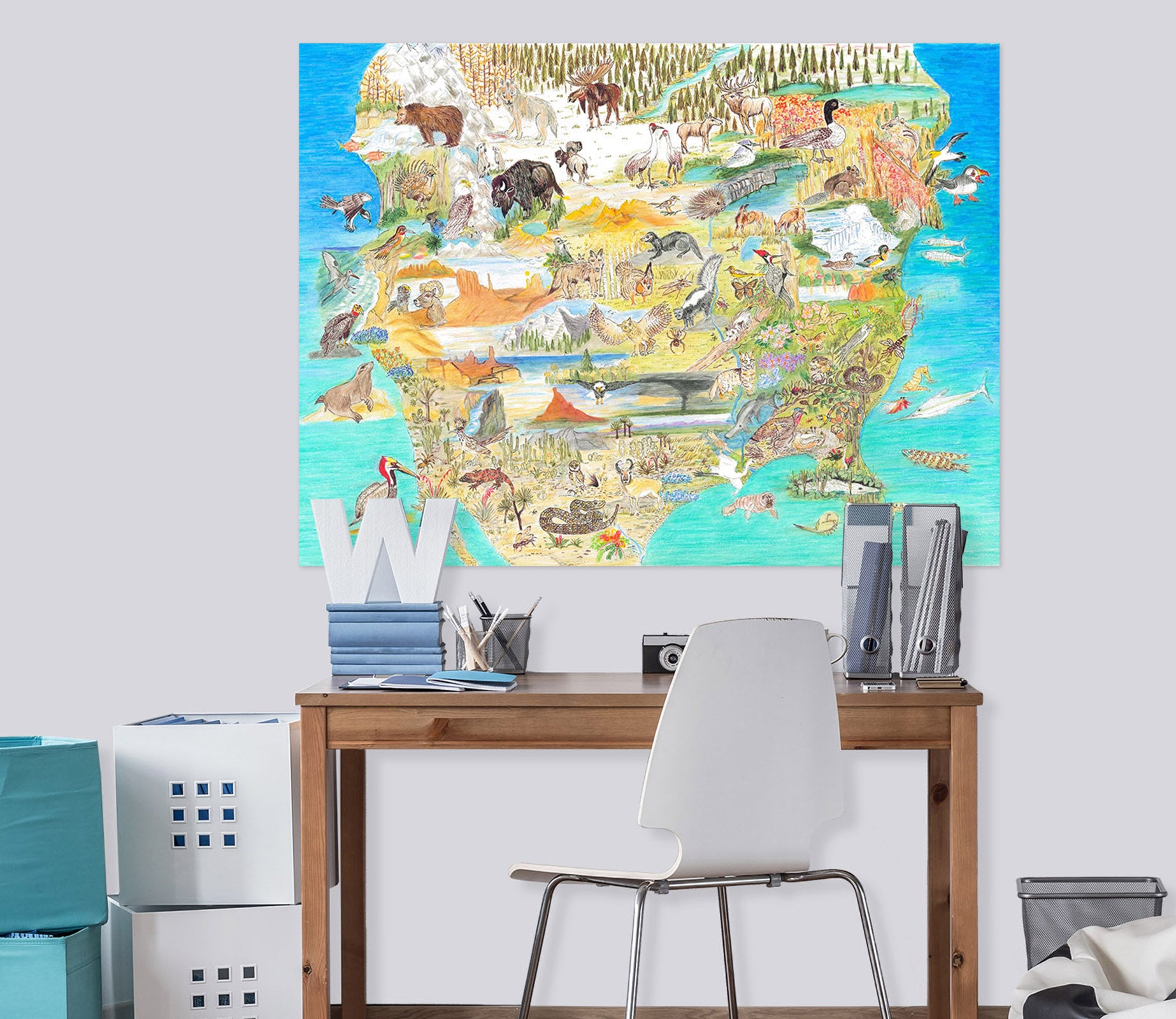 3D Animal Map 024 Michael Sewell Wall Sticker