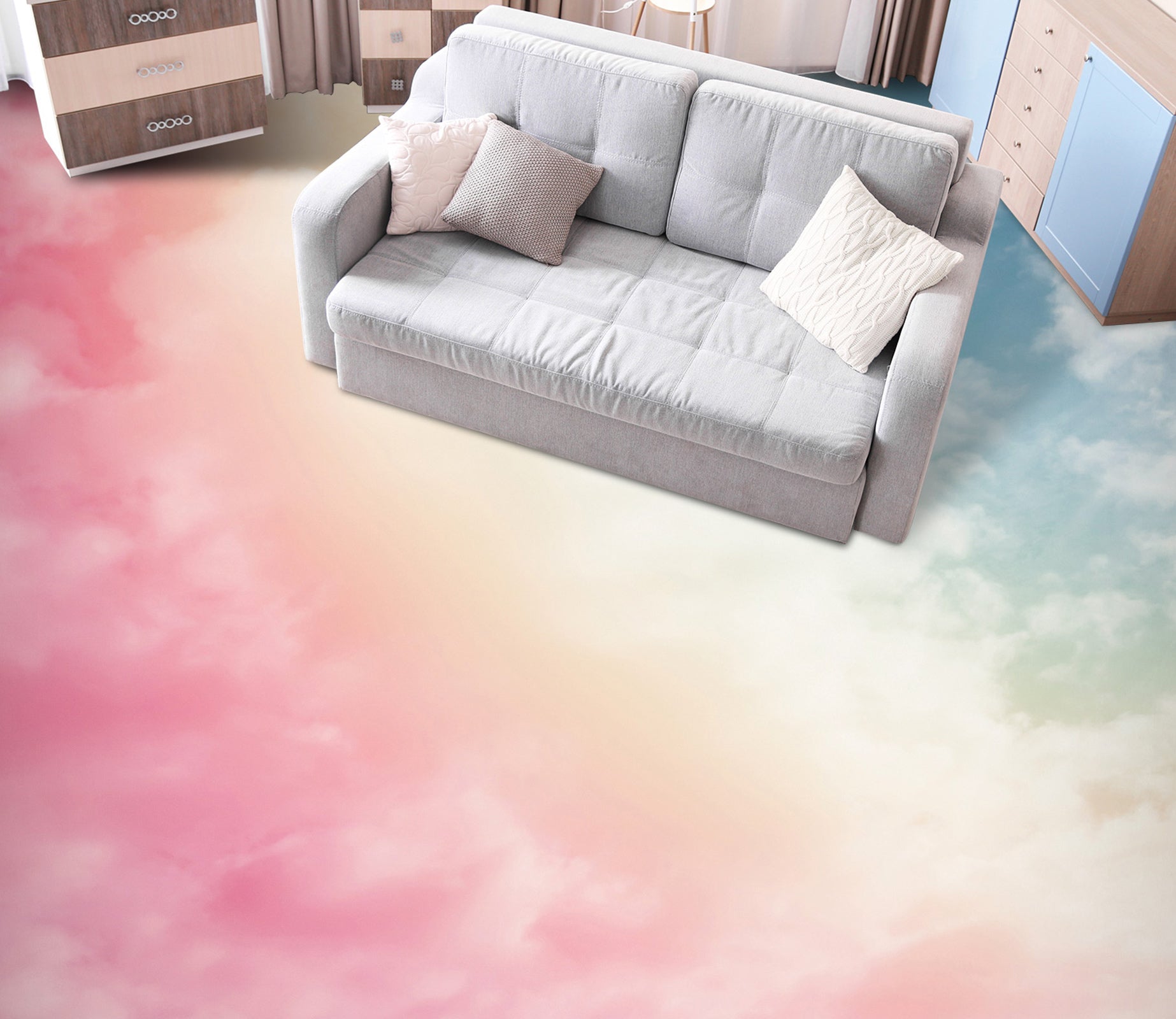 3D Sweet Pink Clouds 701 Floor Mural  Wallpaper Murals Rug & Mat Print Epoxy waterproof bath floor