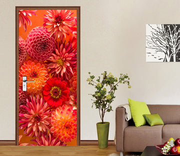 3D Red Chrysanthemum 10720 Assaf Frank Door Mural