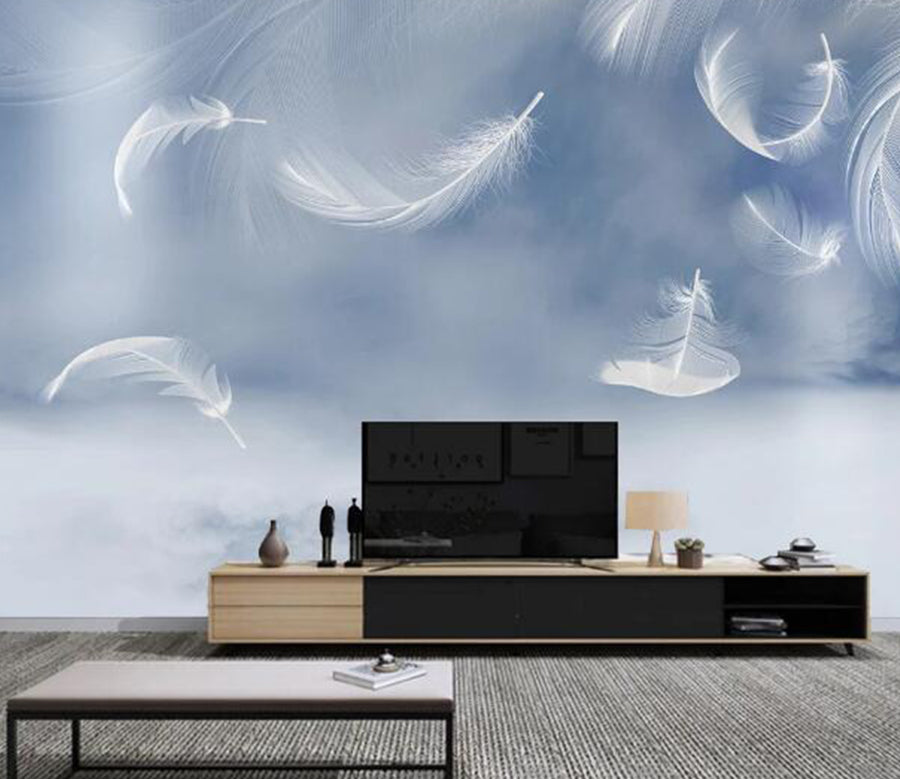 3D White Feather WC1349 Wall Murals