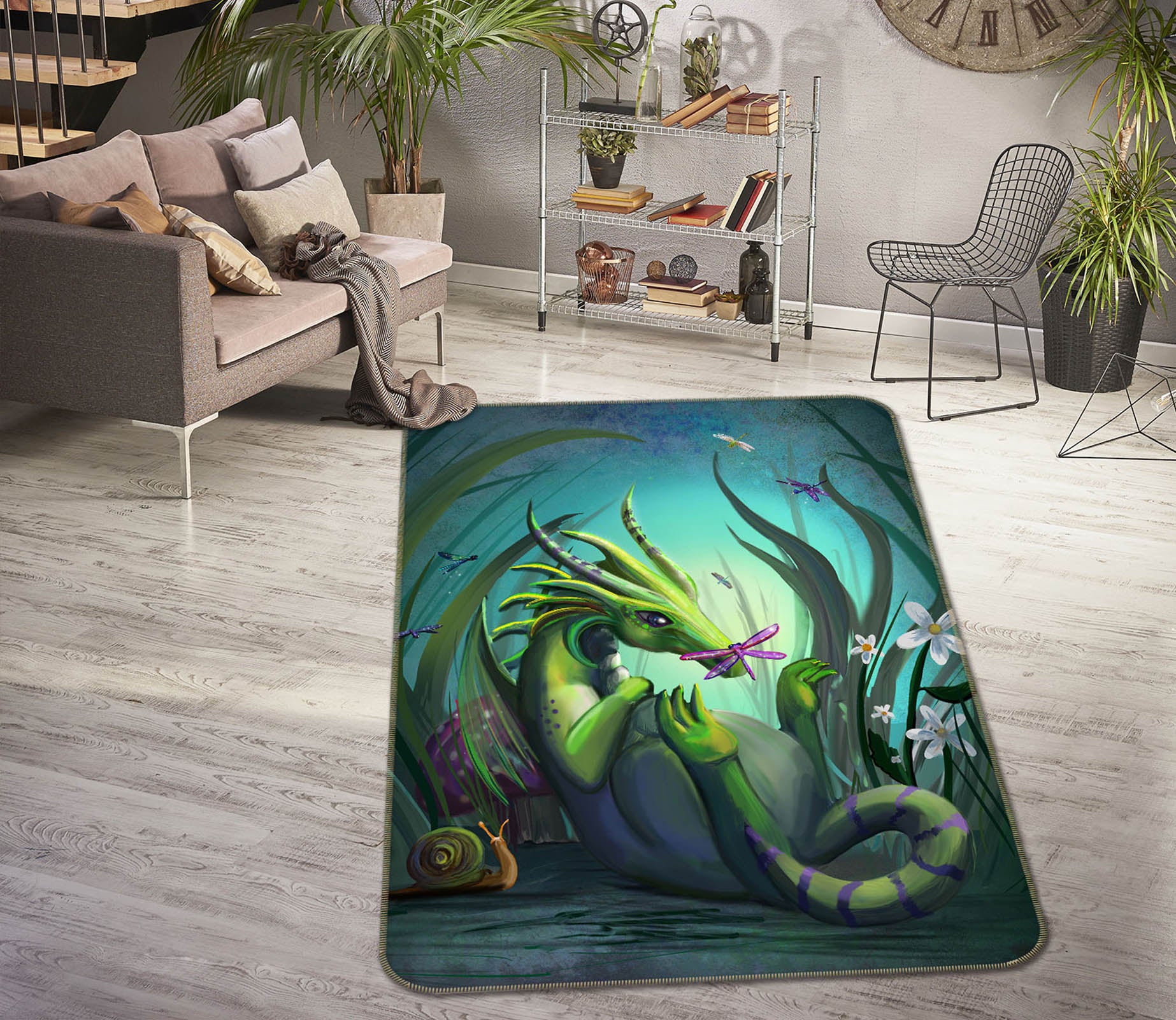 3D Valley Snake 3028 Rose Catherine Khan Rug Non Slip Rug Mat