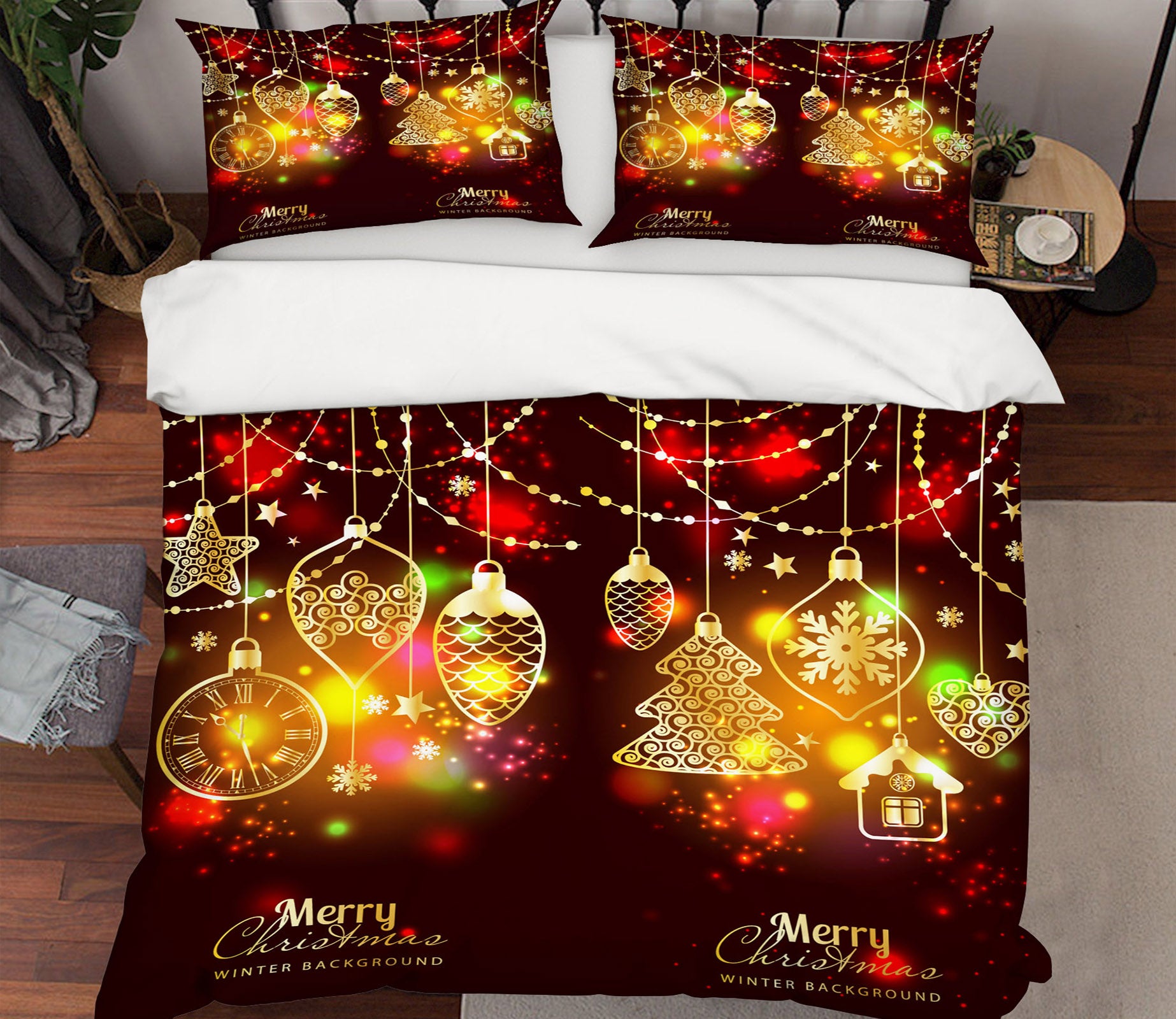 3D String Lights 52246 Christmas Quilt Duvet Cover Xmas Bed Pillowcases