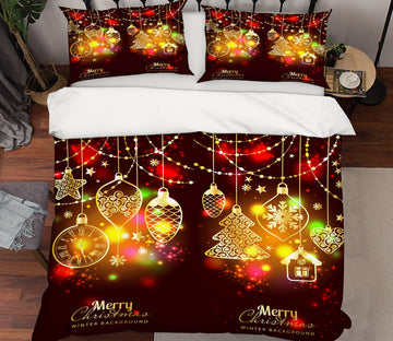 3D String Lights 52246 Christmas Quilt Duvet Cover Xmas Bed Pillowcases