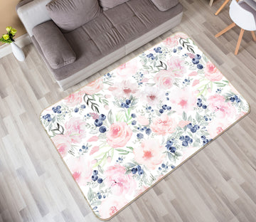 3D Blueberry Pink Flower 120 Uta Naumann Rug Non Slip Rug Mat