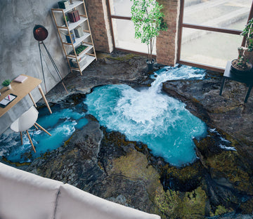 3D Waterfall And Blue Lake 102 Floor Mural  Wallpaper Murals Rug & Mat Print Epoxy waterproof bath floor