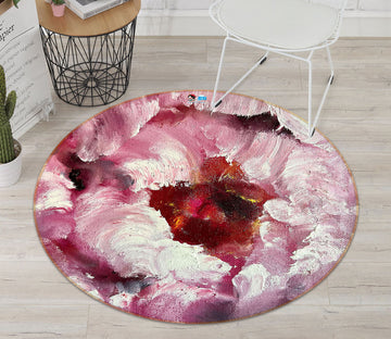 3D Painted Pink Flower 875 Skromova Marina Rug Round Non Slip Rug Mat