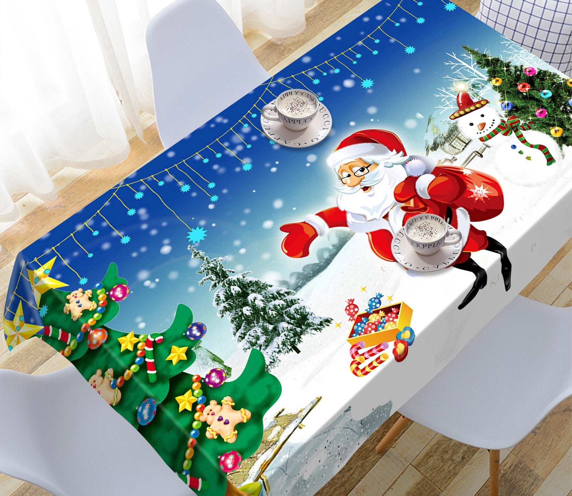 3D Christmas Tree Pentagram 2 Tablecloths Tablecloths AJ Creativity Home 