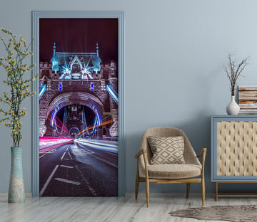 3D Night Light Bridge 10704 Assaf Frank Door Mural