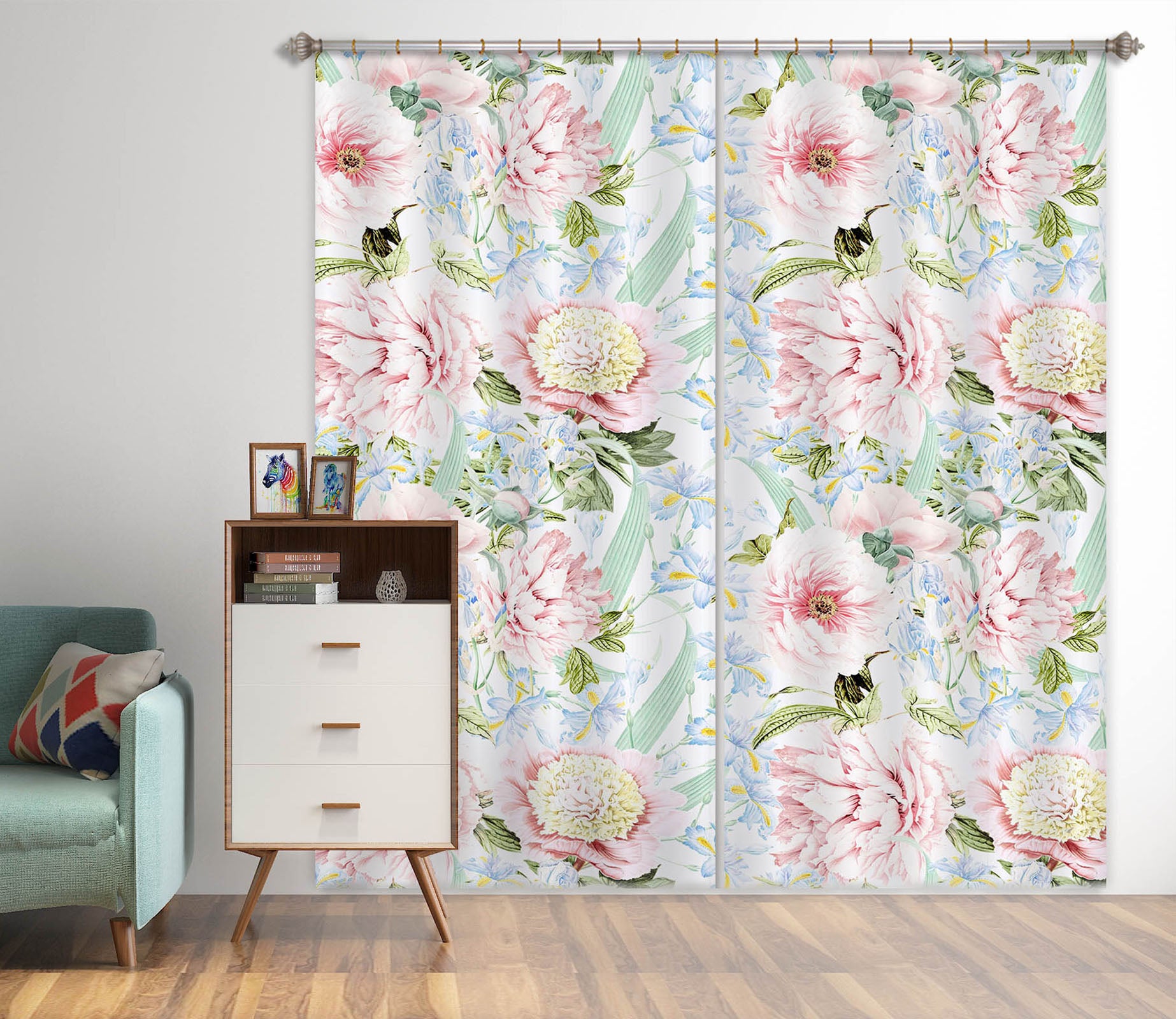 3D Pink Flowers 172 Uta Naumann Curtain Curtains Drapes
