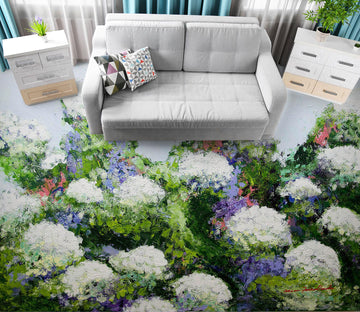 3D White Flowers Clump 9682 Allan P. Friedlander Floor Mural  Wallpaper Murals Self-Adhesive Removable Print Epoxy