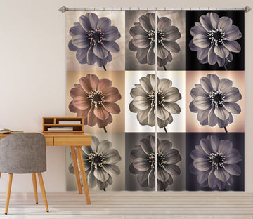 3D Grey Flowers 211 Assaf Frank Curtain Curtains Drapes