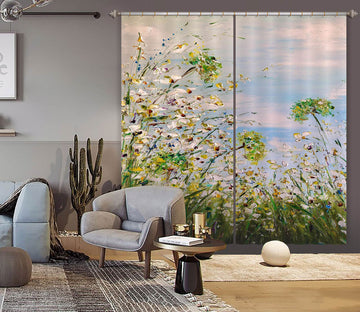 3D Green Flower 355 Skromova Marina Curtain Curtains Drapes