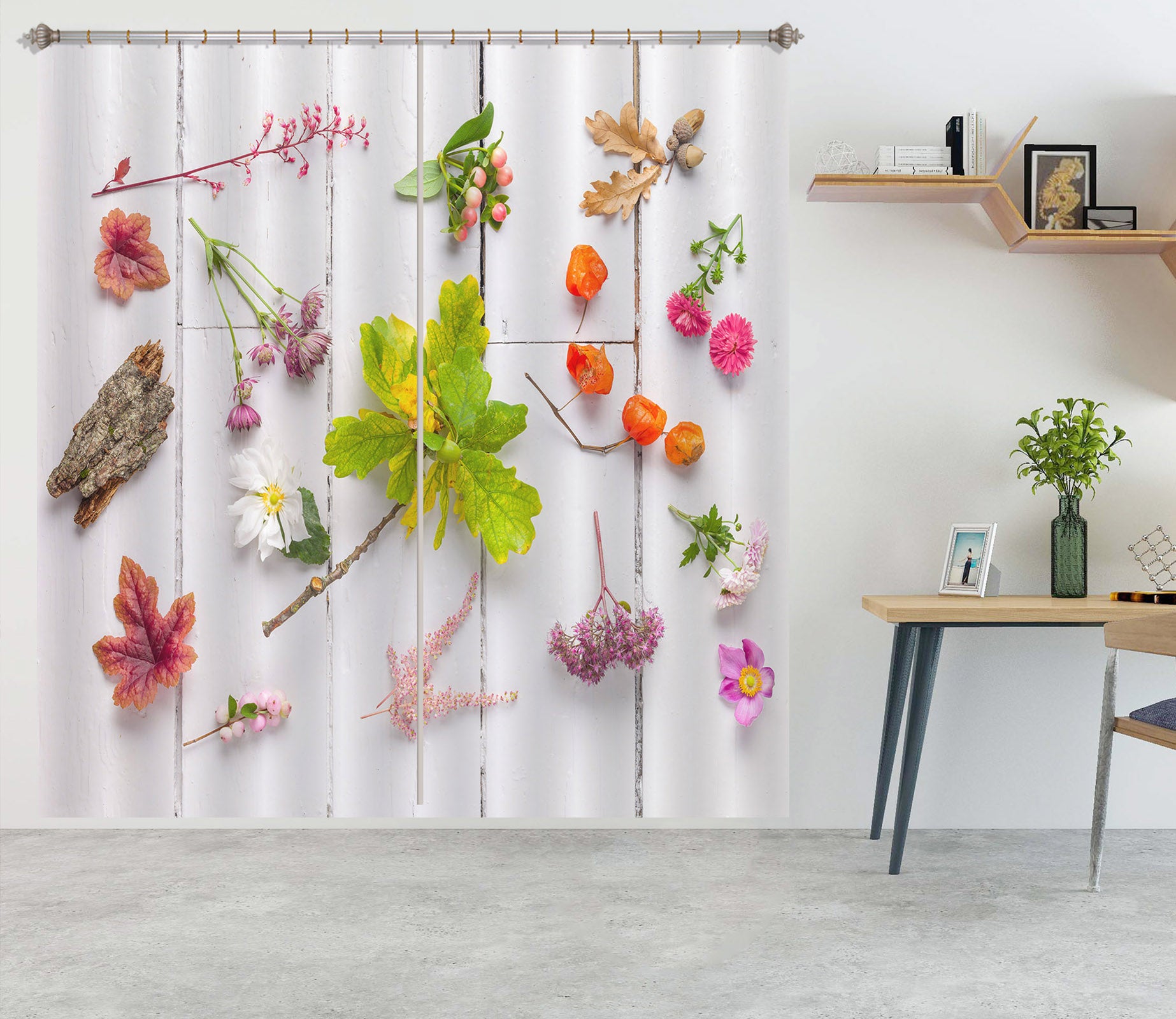 3D Red Maple Leaf 6315 Assaf Frank Curtain Curtains Drapes