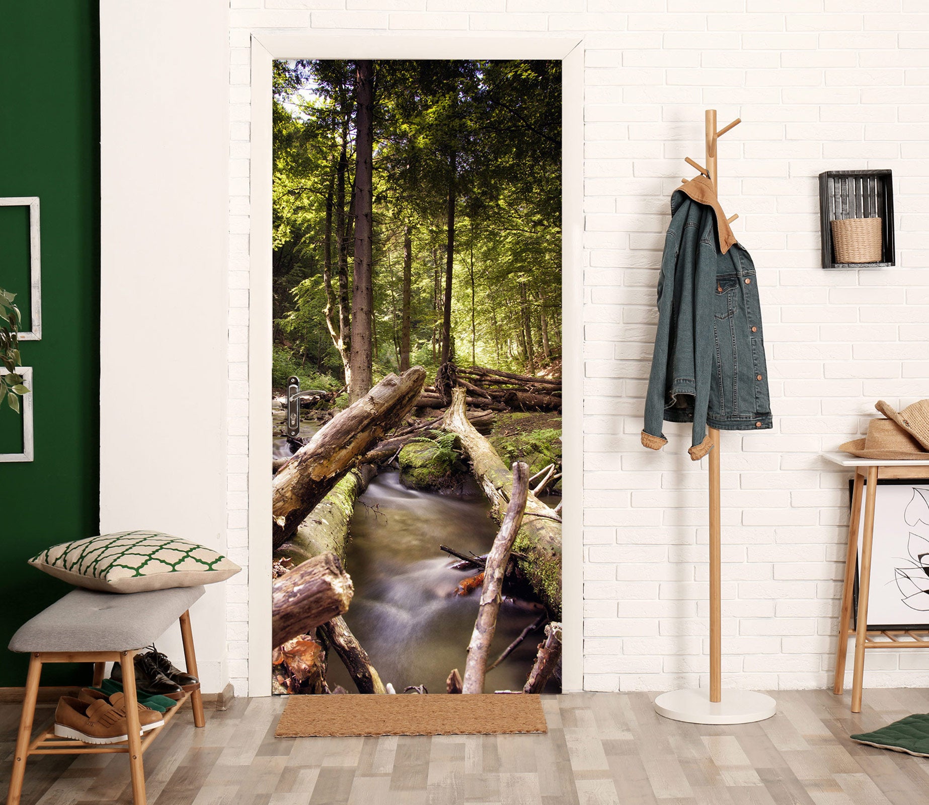 3D Forest Trunk 002 Door Mural