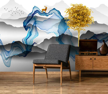 3D Black Distant Mountains 840  Wall Murals