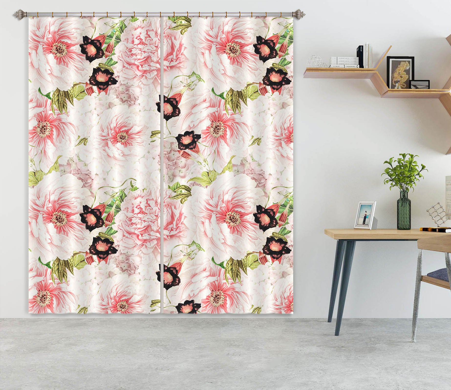 3D Rose Bloom 134 Uta Naumann Curtain Curtains Drapes