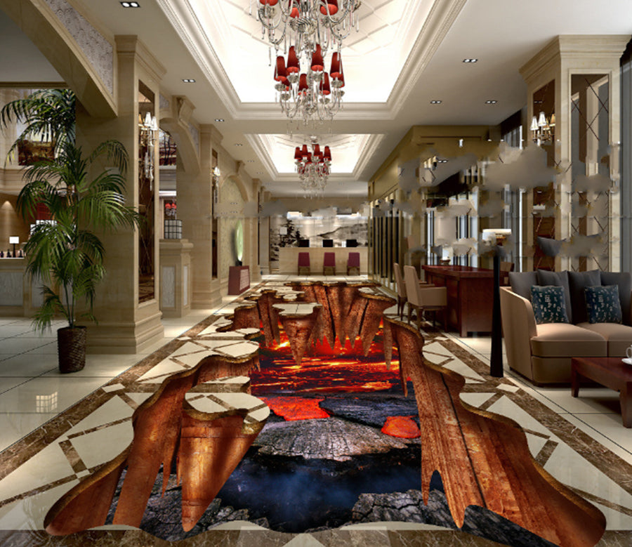 3D Lava Rock 433 Floor Mural  Wallpaper Murals Rug & Mat Print Epoxy waterproof bath floor