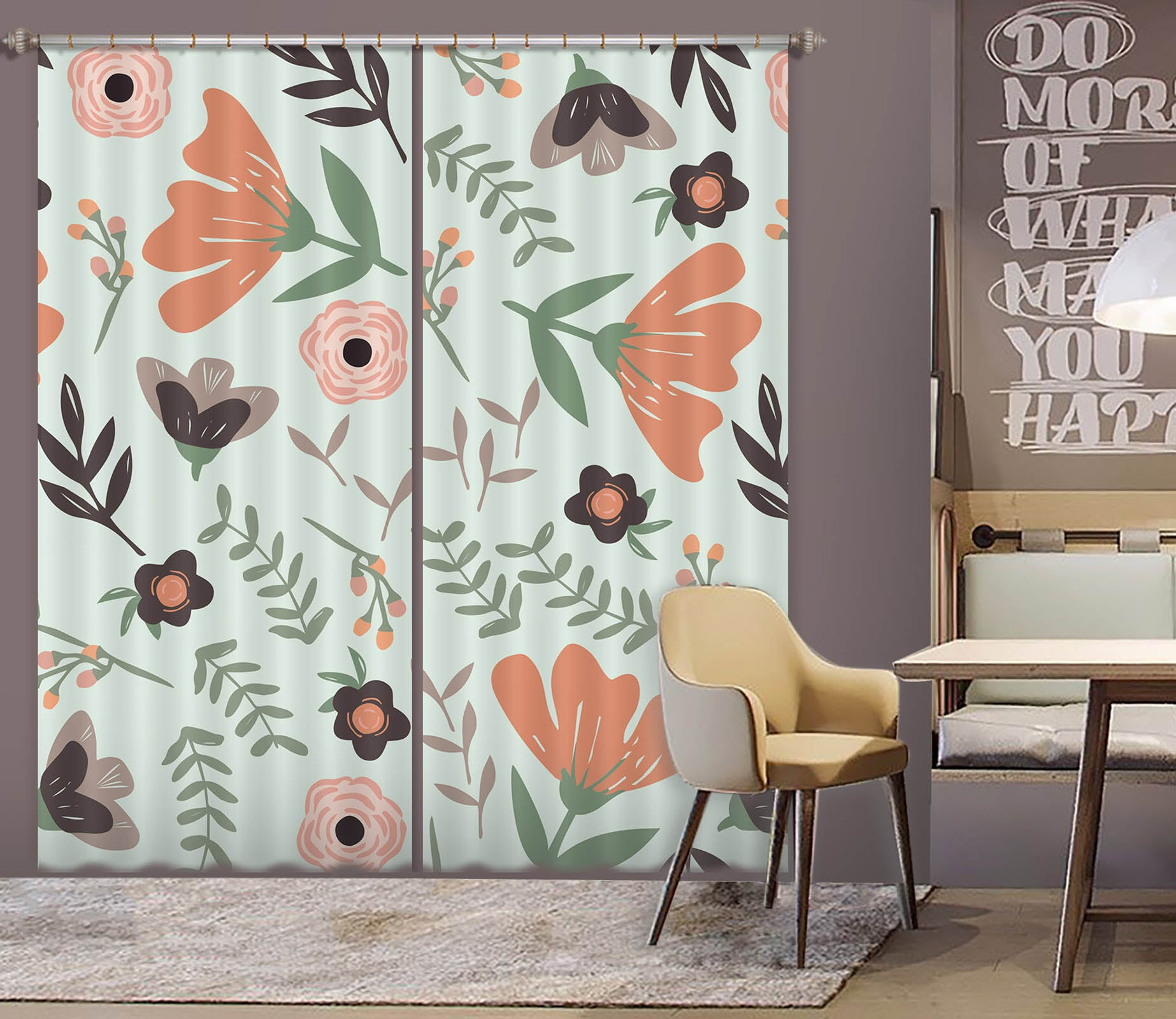 3D Flower Pattern 044 Jillian Helvey Curtain Curtains Drapes