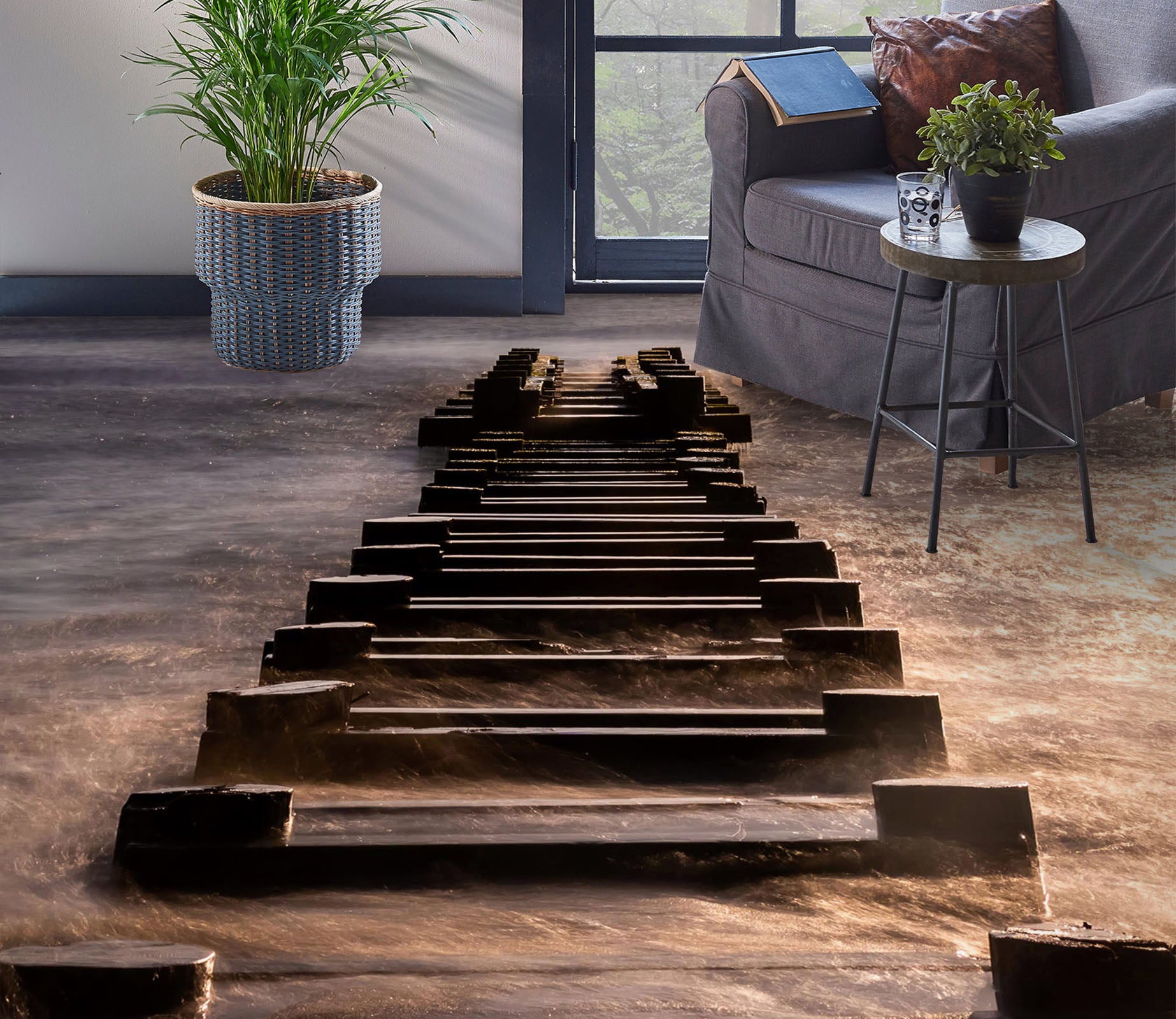 3D Wooden Bridge In The Sun 1041 Floor Mural  Wallpaper Murals Self-Adhesive Removable Print Epoxy