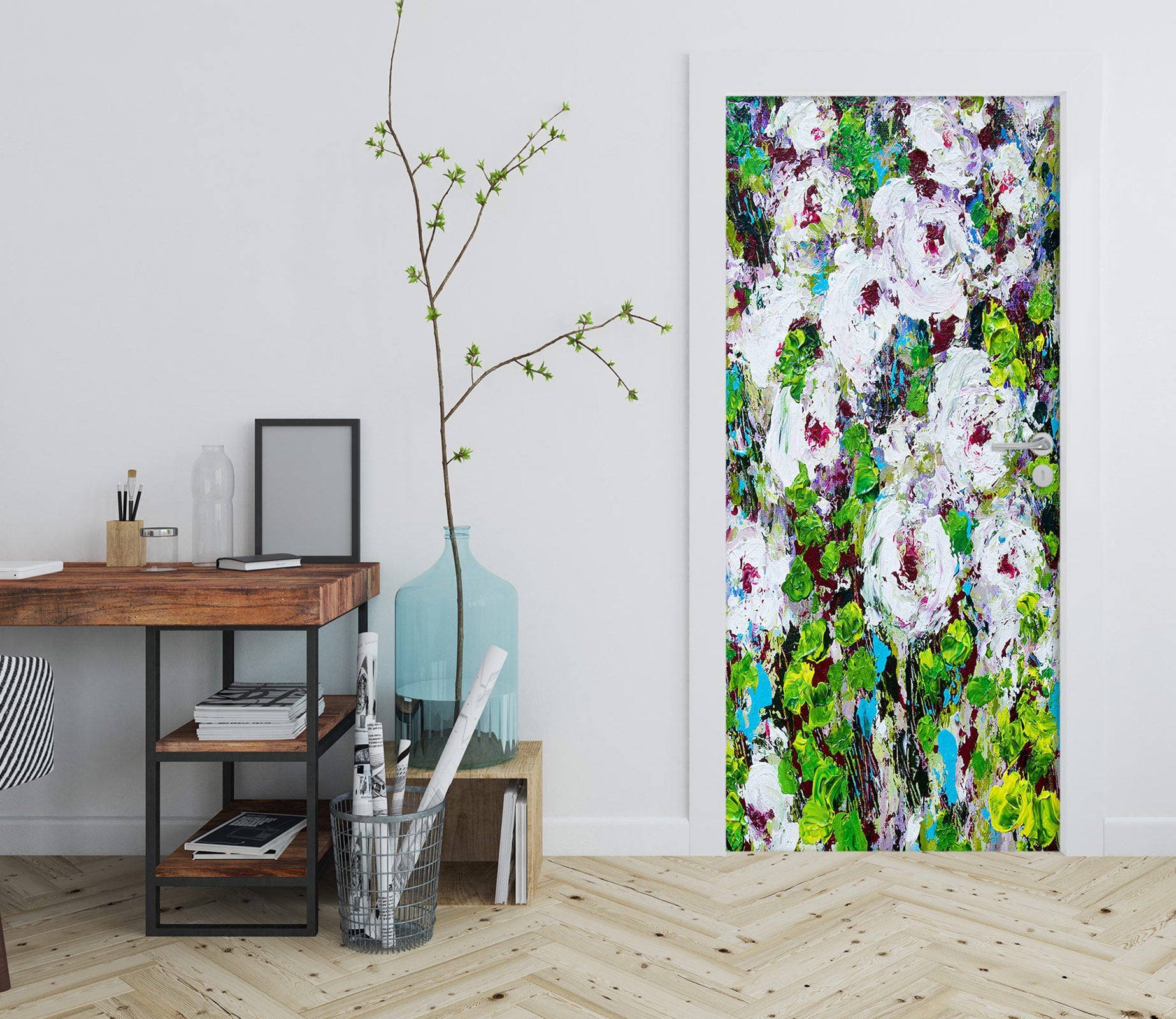 3D White Flower Garden 93171 Allan P. Friedlander Door Mural