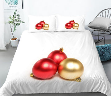 3D Golden Red Ball 32108 Christmas Quilt Duvet Cover Xmas Bed Pillowcases