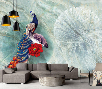 3D Flower Peacock WG213 Wall Murals