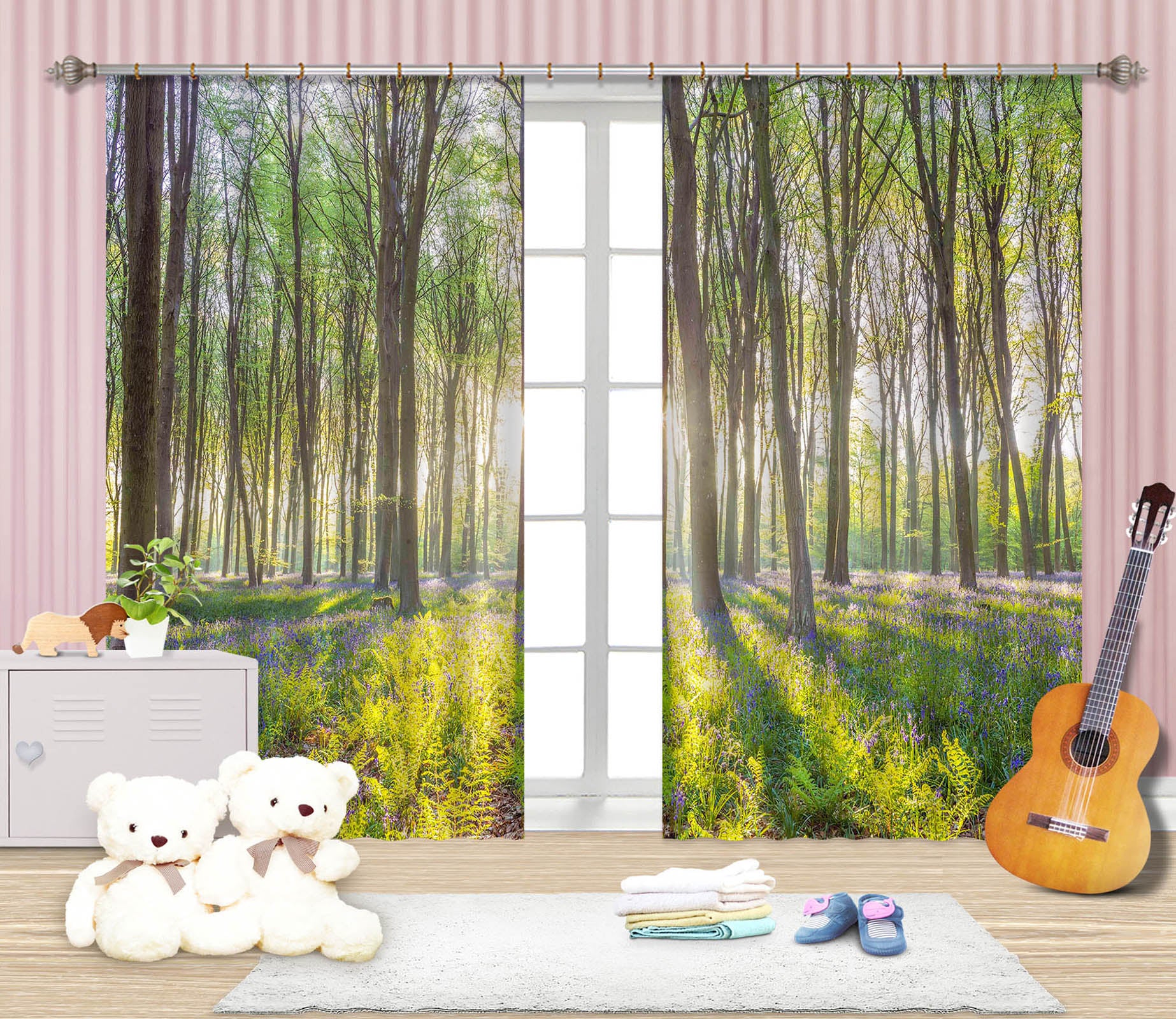 3D Sunset Forest 022 Assaf Frank Curtain Curtains Drapes