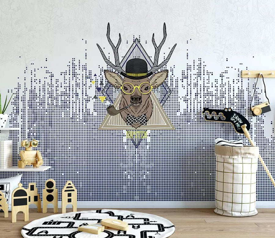 3D Glasses Deer Head WC456 Wall Murals