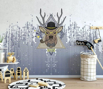 3D Glasses Deer Head WC456 Wall Murals