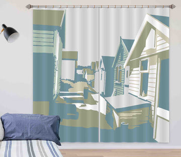 3D Mudeford Beach Huts 123 Steve Read Curtain Curtains Drapes