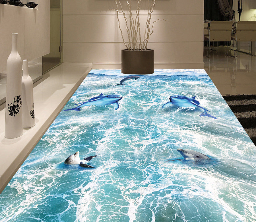 3D Churning Fish 566 Floor Mural  Wallpaper Murals Rug & Mat Print Epoxy waterproof bath floor