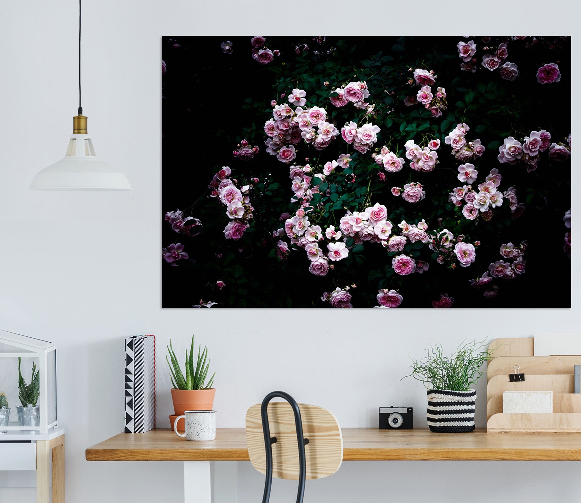 3D Pink Rose 017 Noirblanc777 Wall Sticker