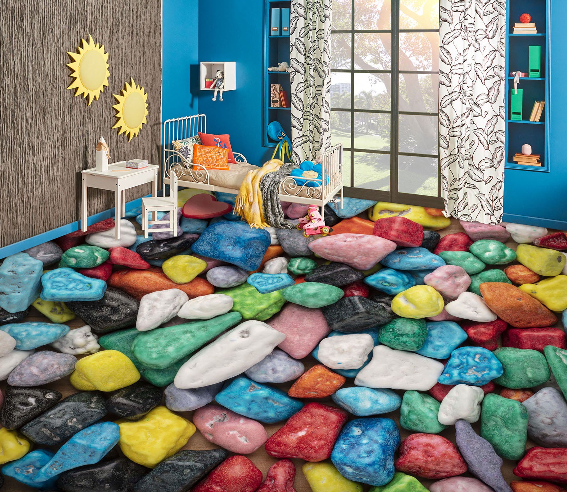3D Gorgeous Colored Stones 934 Floor Mural  Wallpaper Murals Rug & Mat Print Epoxy waterproof bath floor