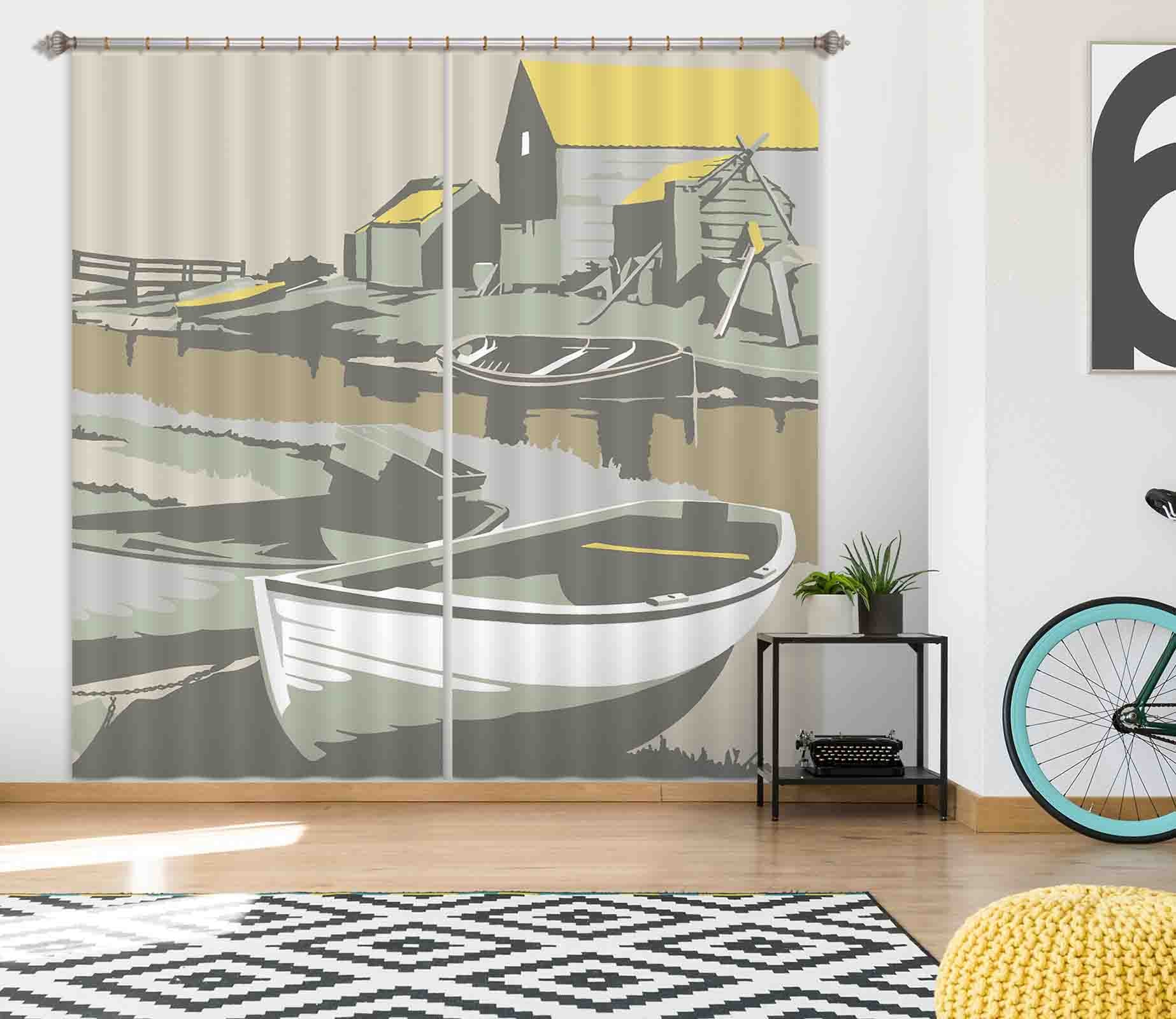 3D Southwold Harbour 152 Steve Read Curtain Curtains Drapes