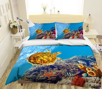 3D Sea Stone Turtle 014 Bed Pillowcases Quilt