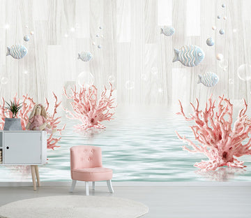3D Pink Coral Fish WC407 Wall Murals