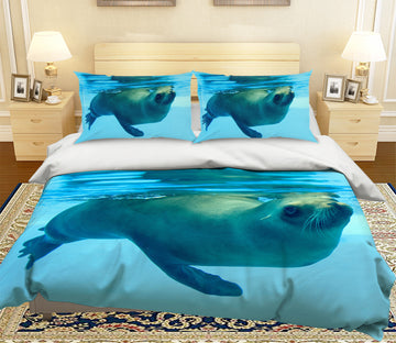 3D Sea Lion Swimming 010 Bed Pillowcases Quilt