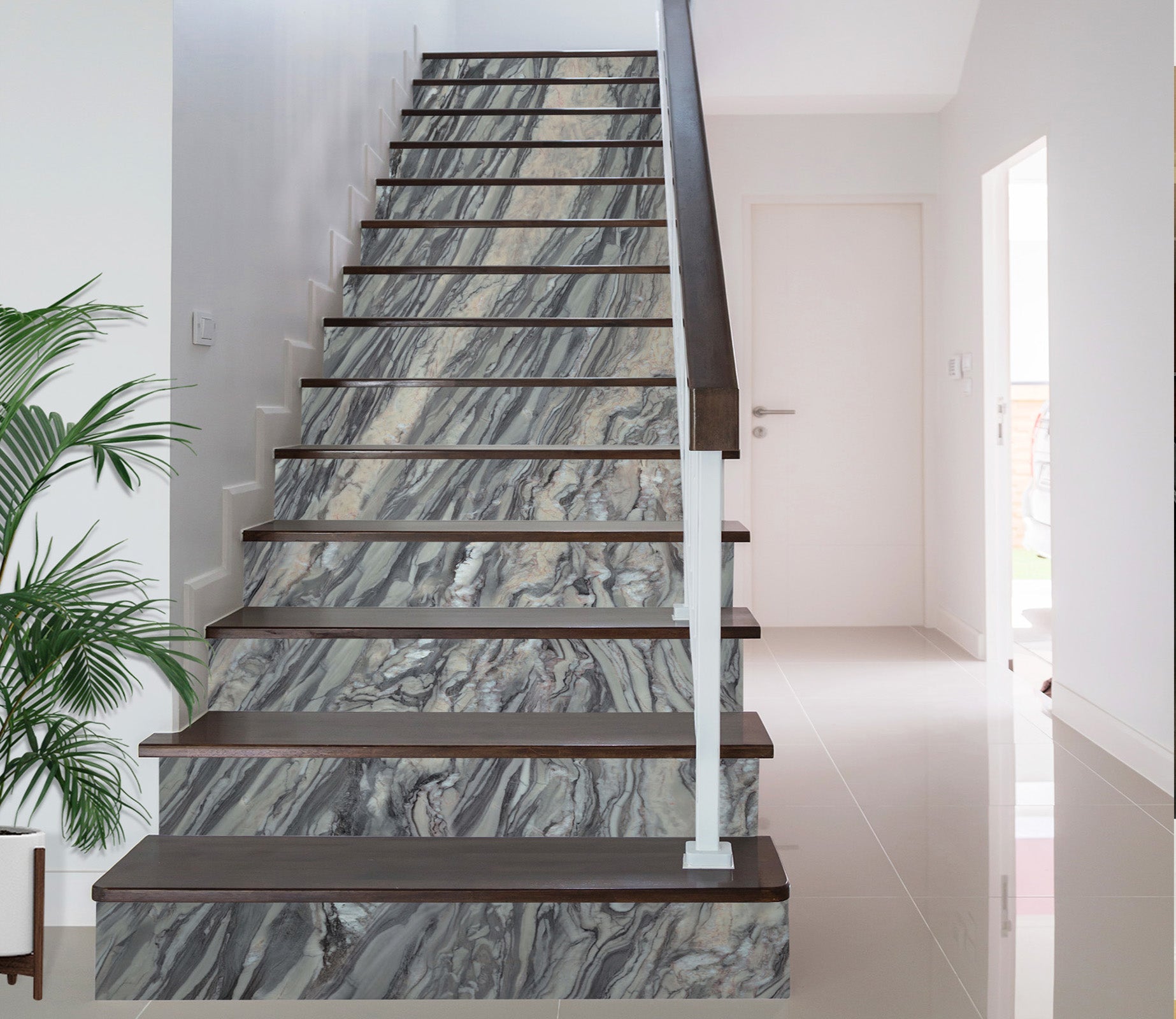 3D Black Elegant Texture 573 Stair Risers