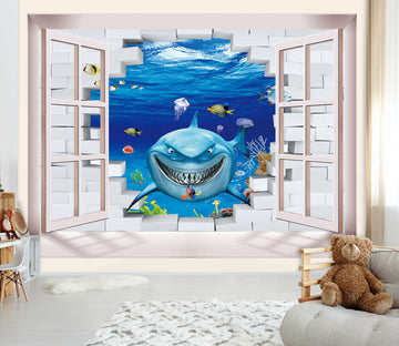 3D Evil Shark 1716 Wall Murals