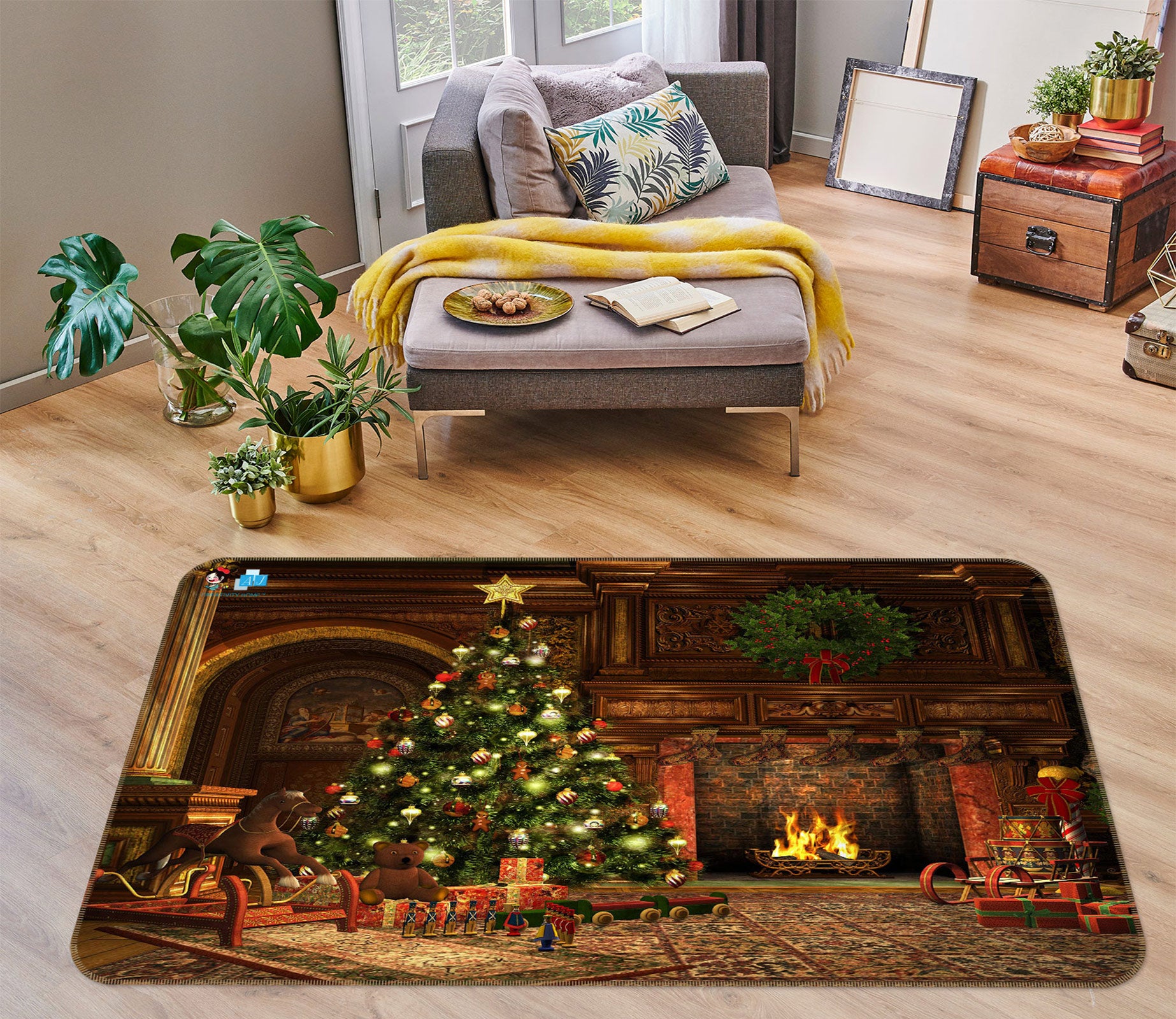 3D Tree Stove 56105 Christmas Non Slip Rug Mat Xmas